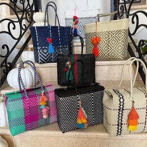 Colorful Woven Tote Bags with Tassels
